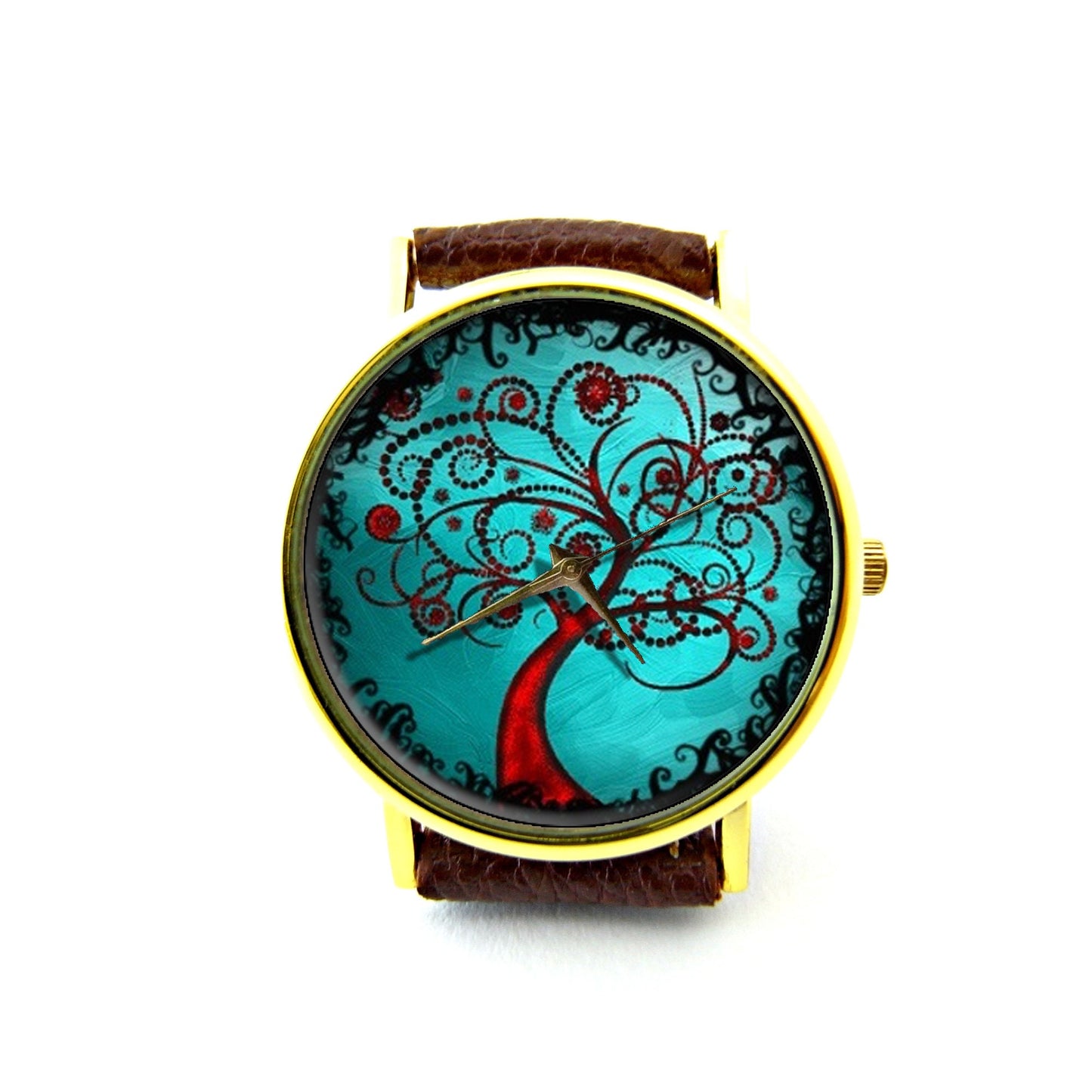 Tree Leather Watch, Tree Of Life, Magic Tree, Unisex Watch, Ladies Watch, Mens Watch, Tree Jewelry, Personalized Watch, Pattern 9