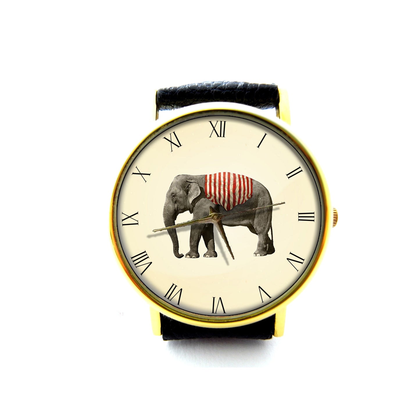 Vintage Elephant Leather Watch, Unisex Watch, Ladies Watch, Mens Watch, Pattern 1