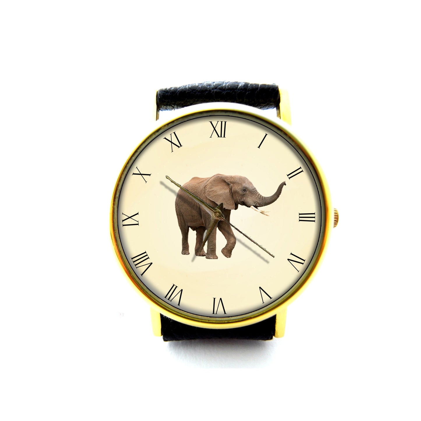 Elephant Leather Watch, Unisex Watch, Ladies Watch, Mens Watch, Pattern 3