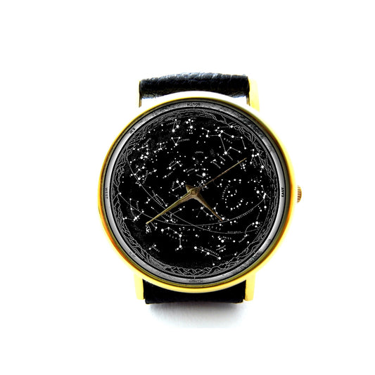 Vintage Constellation Leather Watch, Astronomy Watch, Northern Hemisphere, Stars Watch, Ladies Watch, Mens Watch, Stars Jewelry