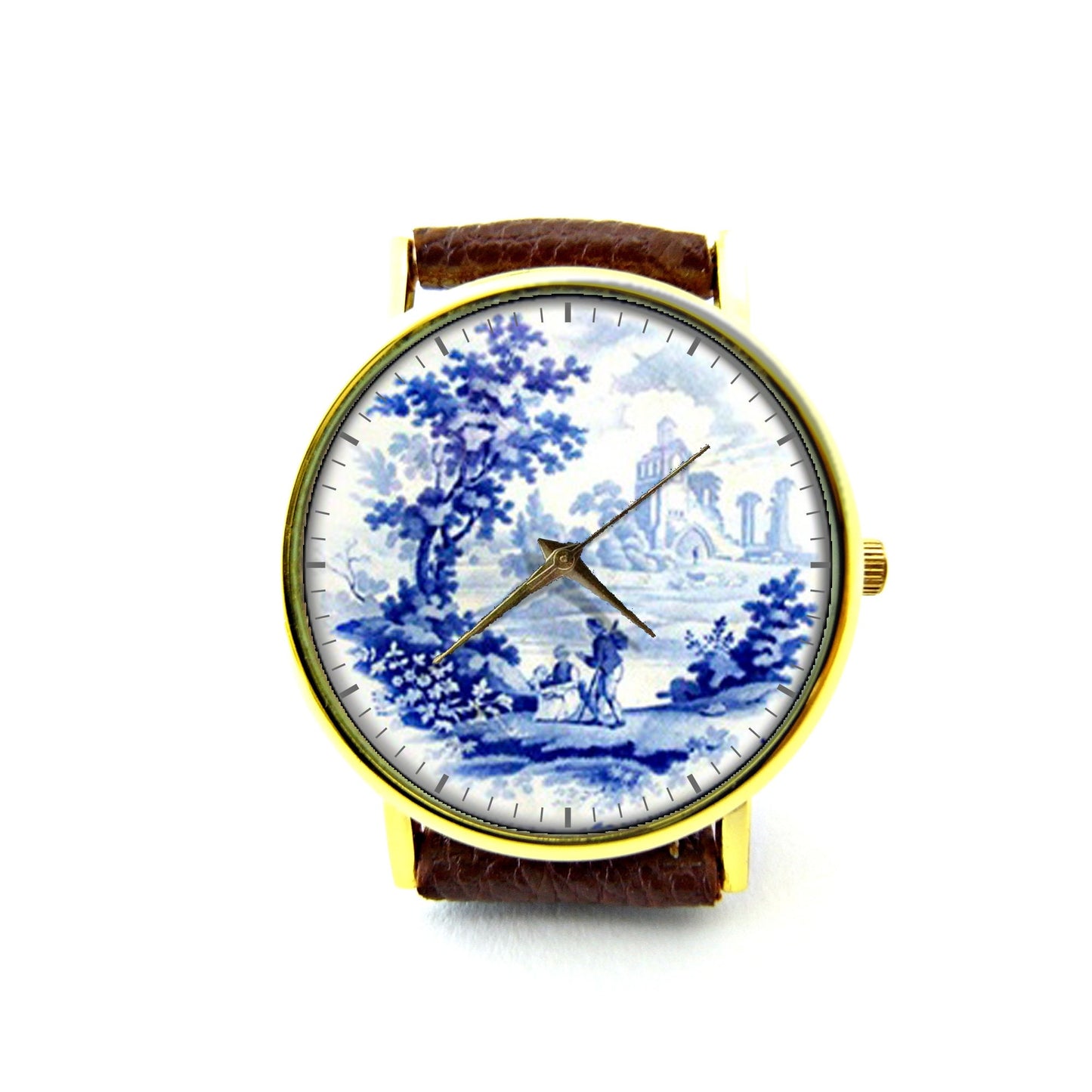 Delft Leather Watch, Delft Accessory, Ladies Watch, Mens Watch, Delft Jewelry, Pattern 3