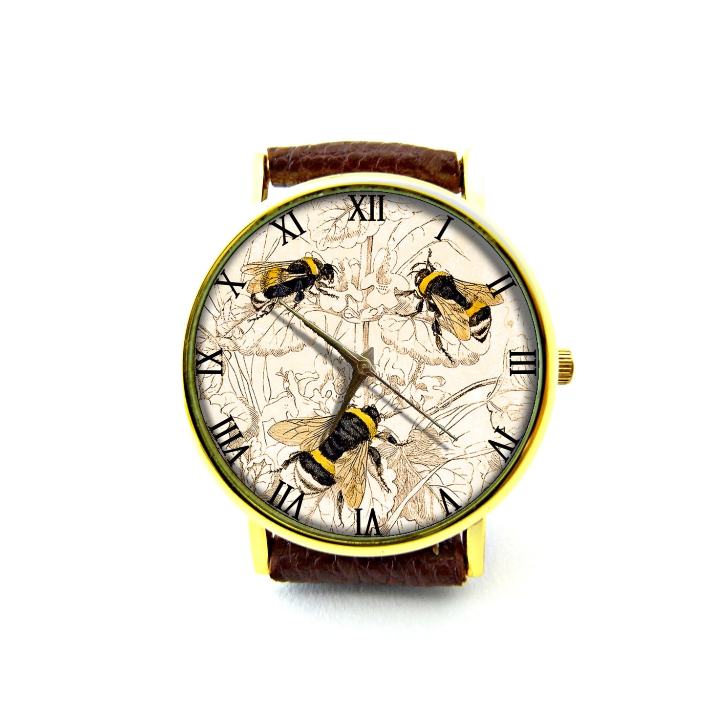 Vintage Honey Bee Leather Watch, Insect Watch, Unisex Watch, Ladies Watch, Mens Watch, Pattern 2