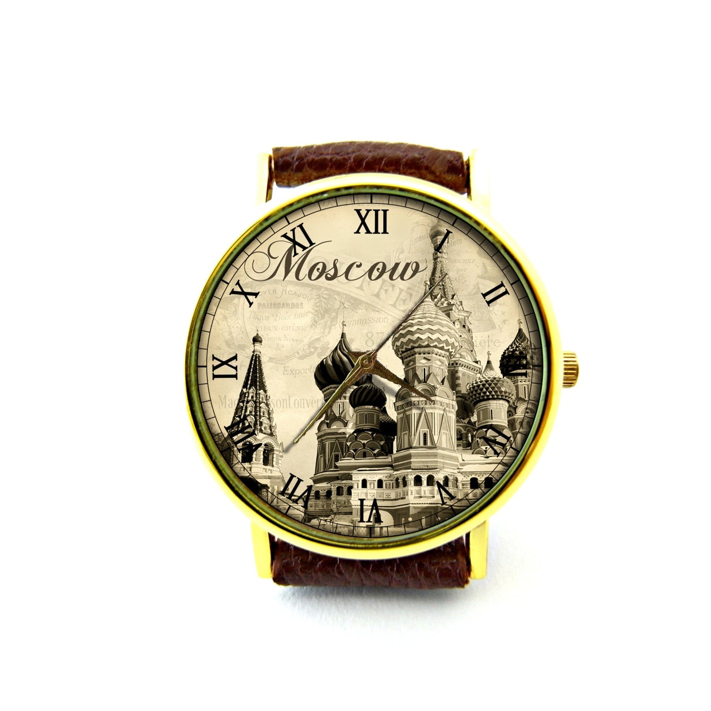 Moscow Leather Watch, Russia Moscow City Leather Watch, Moscow Accessory, Ladies Watch, Mens Watch, Moscow Jewelry