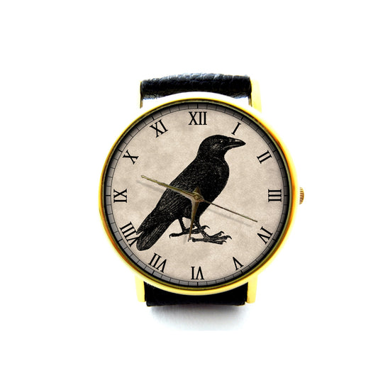 Victorian Gothic Watch Crow Watch, Unisex Watch, Ladies Watch, Mens Watch, Personalized Watch, Pattern 3