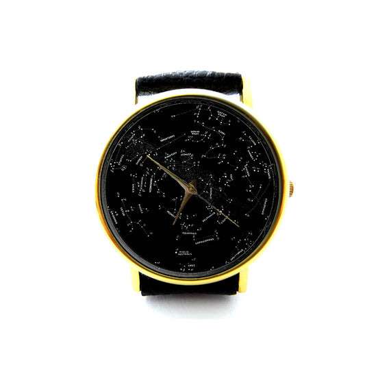 Vintage Constellation Leather Watch, Astronomy Watch, Stars Watch, Ladies Watch, Mens Watch, Stars Jewelry, Pattern 2