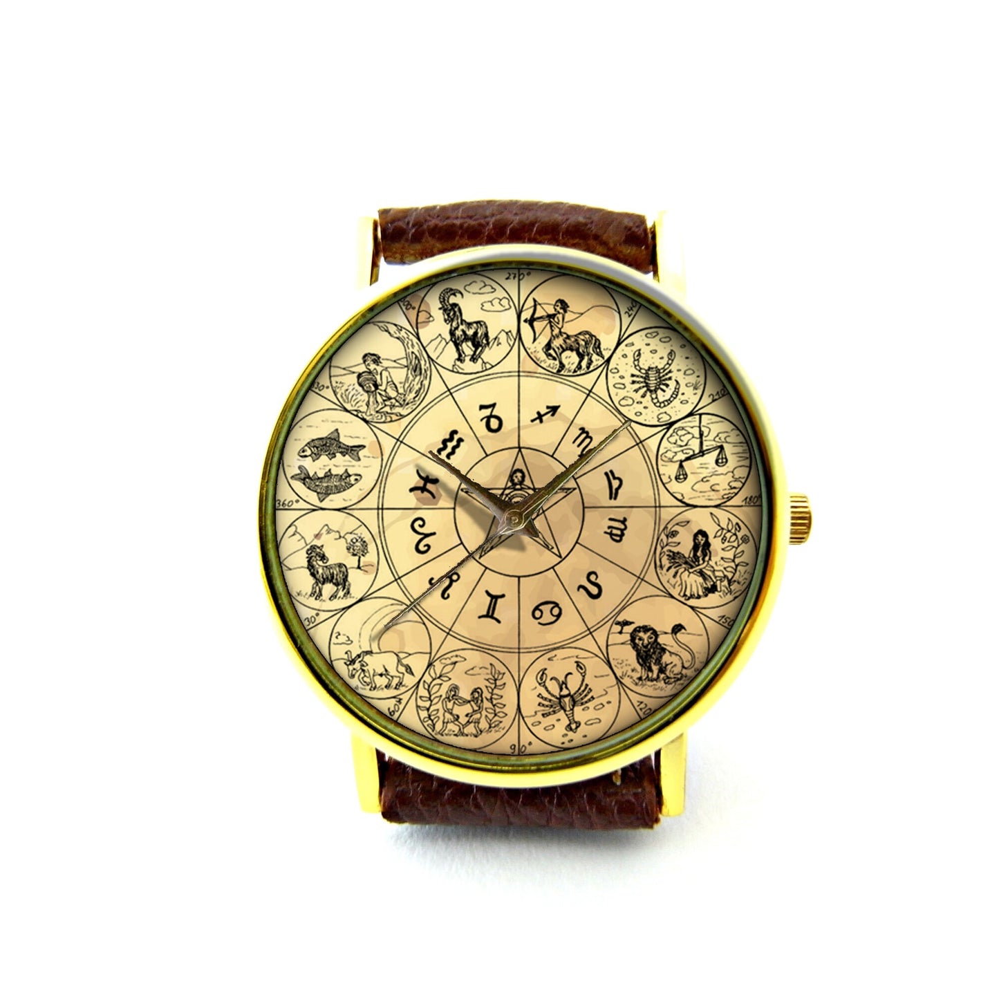 Zodiac Signs Leather Watch, Unisex Watch, Ladies Watch, Mens Watch, Pattern 2