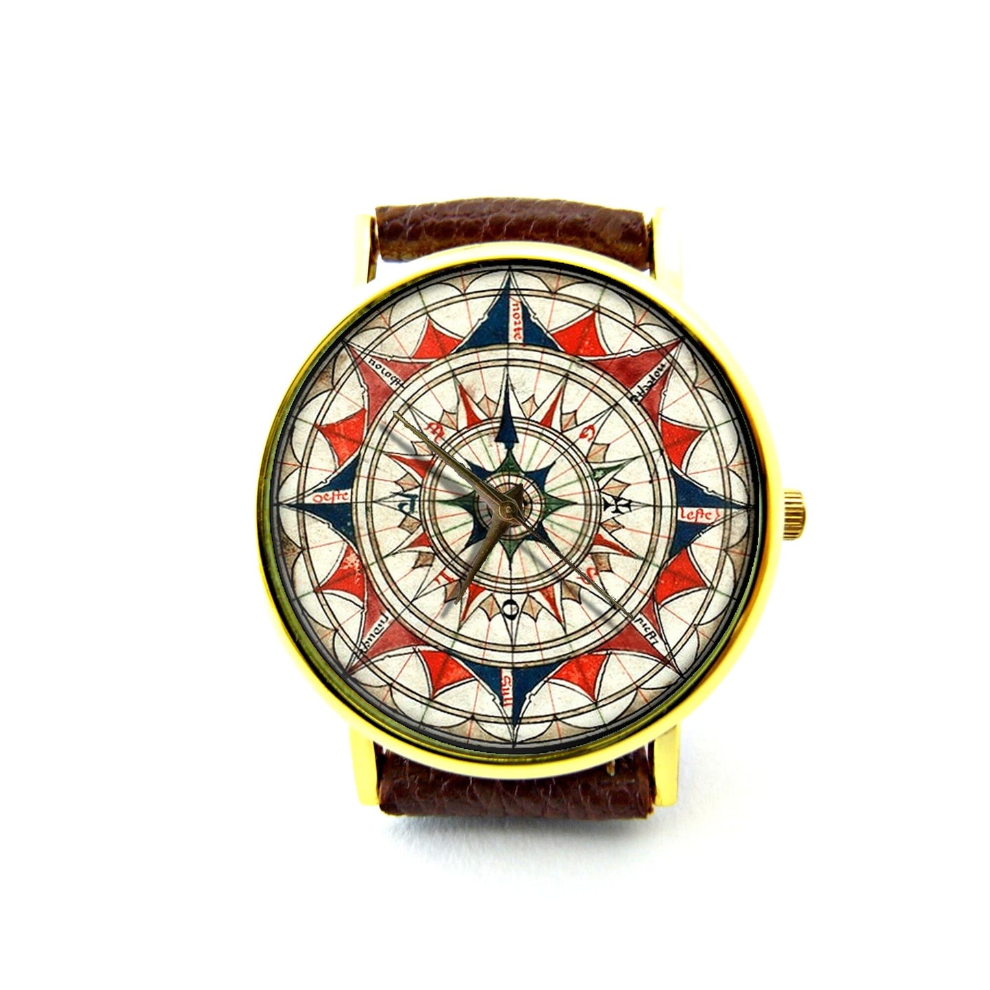 Compass Leather Watch, Vintage Compass Watch, Antique Compass Watch, Compass Watch, Ladies Mens Watch, Compass Jewelry, Pattern 4