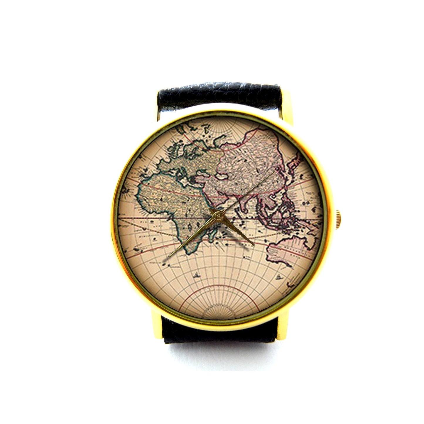 Vintage Map Leather Watch, Antique Map Leather Watch, Unisex Watch, Ladies Watch, Mens Watch, Map Jewelry, Pattern 2