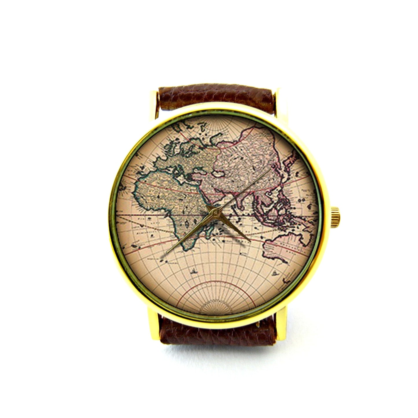 Vintage Map Leather Watch, Antique Map Leather Watch, Unisex Watch, Ladies Watch, Mens Watch, Map Jewelry, Pattern 2