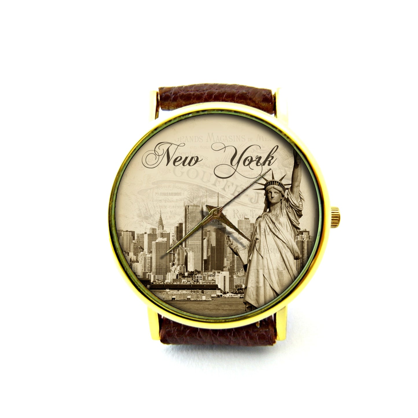 New York Leather Watch, Statue Of Liberty Leather Watch, City Leather Watch, Statue Of Liberty Jewelry, Pattern 2