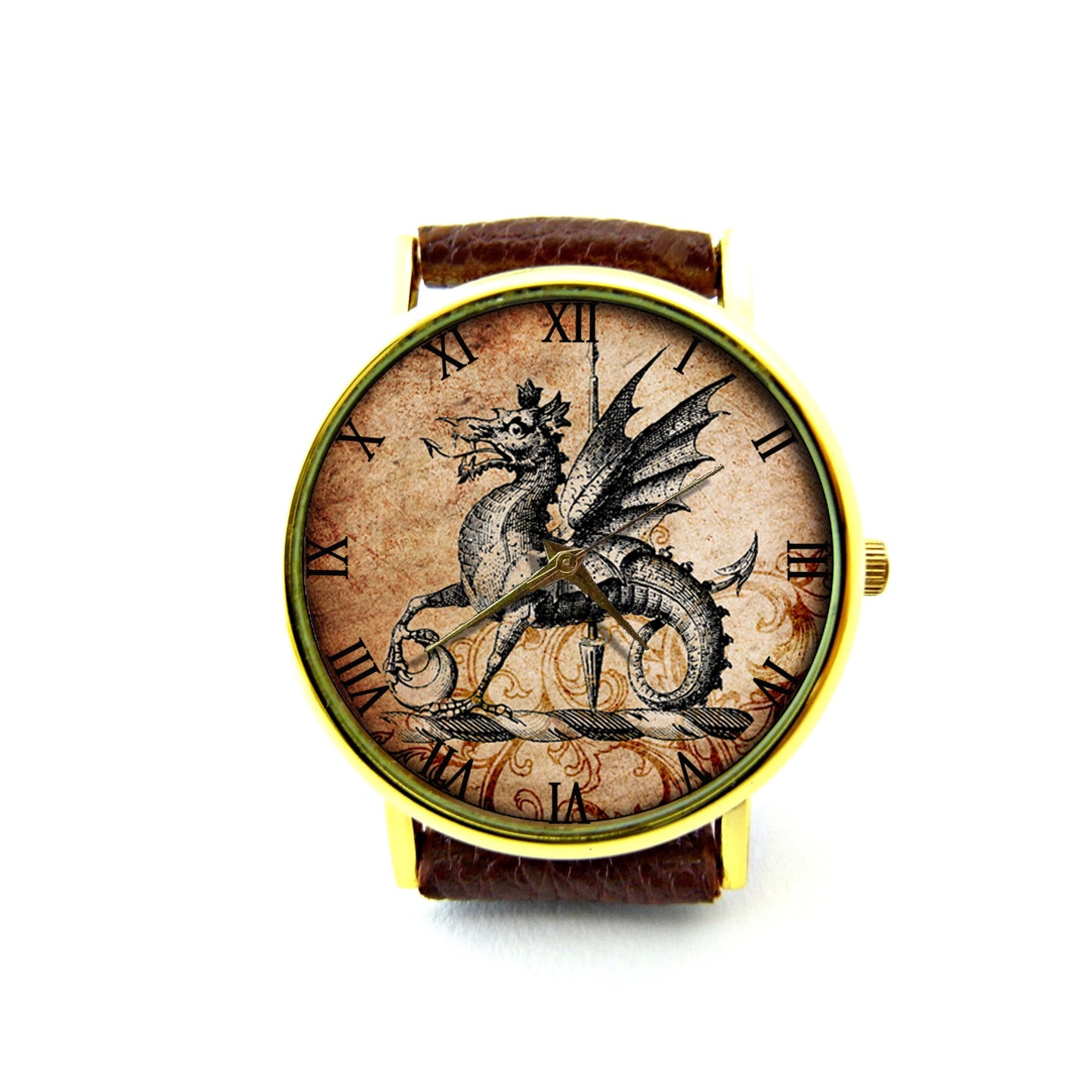 Dragon Leather Watch, Wisdom Circles Leather Watch, Art Watch, Unisex Watch, Ladies Watch, Mens Watch, Dragon Jewelry