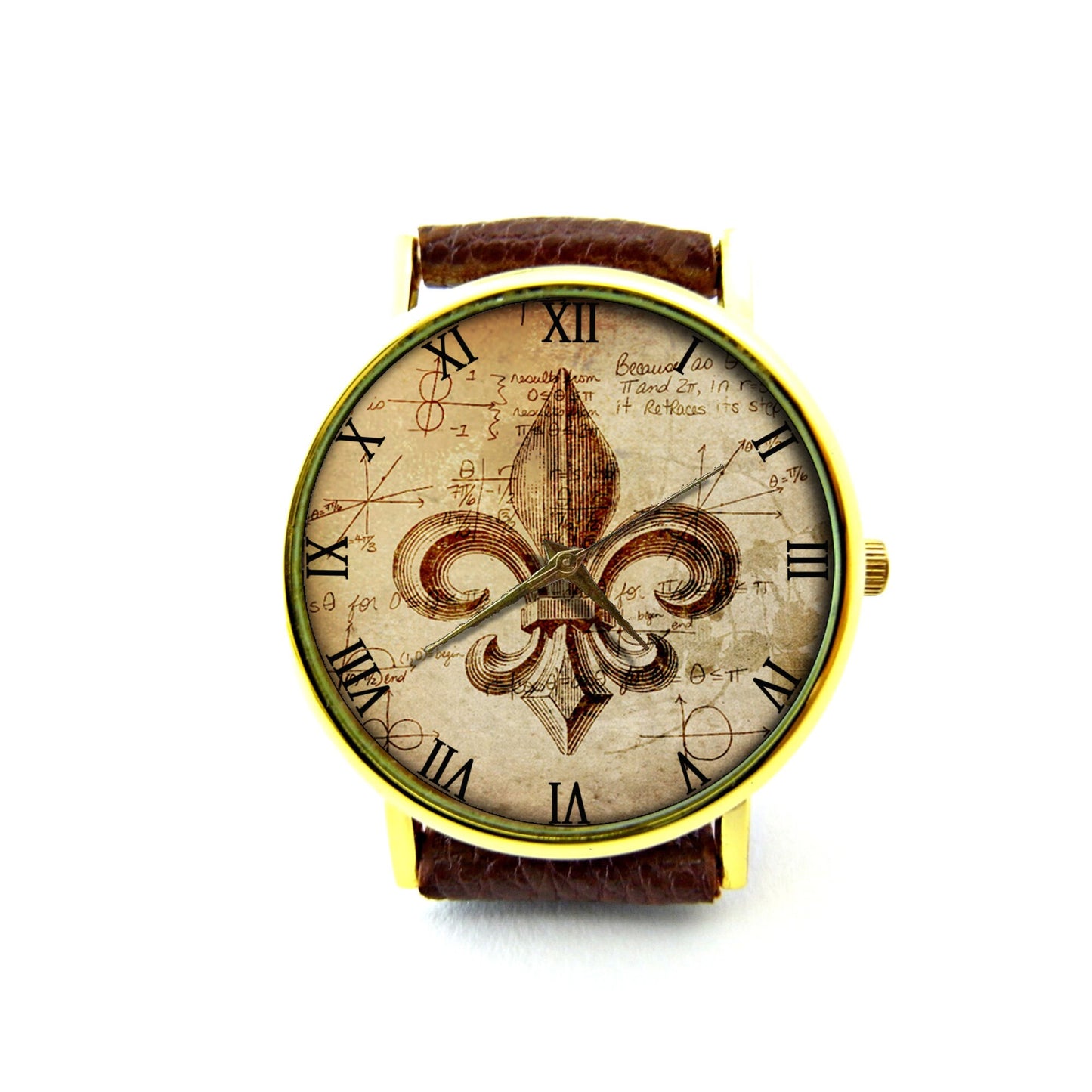 Fleur De Lis Leather Watch, Wisdom Circles Leather Watch, Art Leather Watch, Ladies Watch, Mens Watch, Fleur De Lis Jewelry