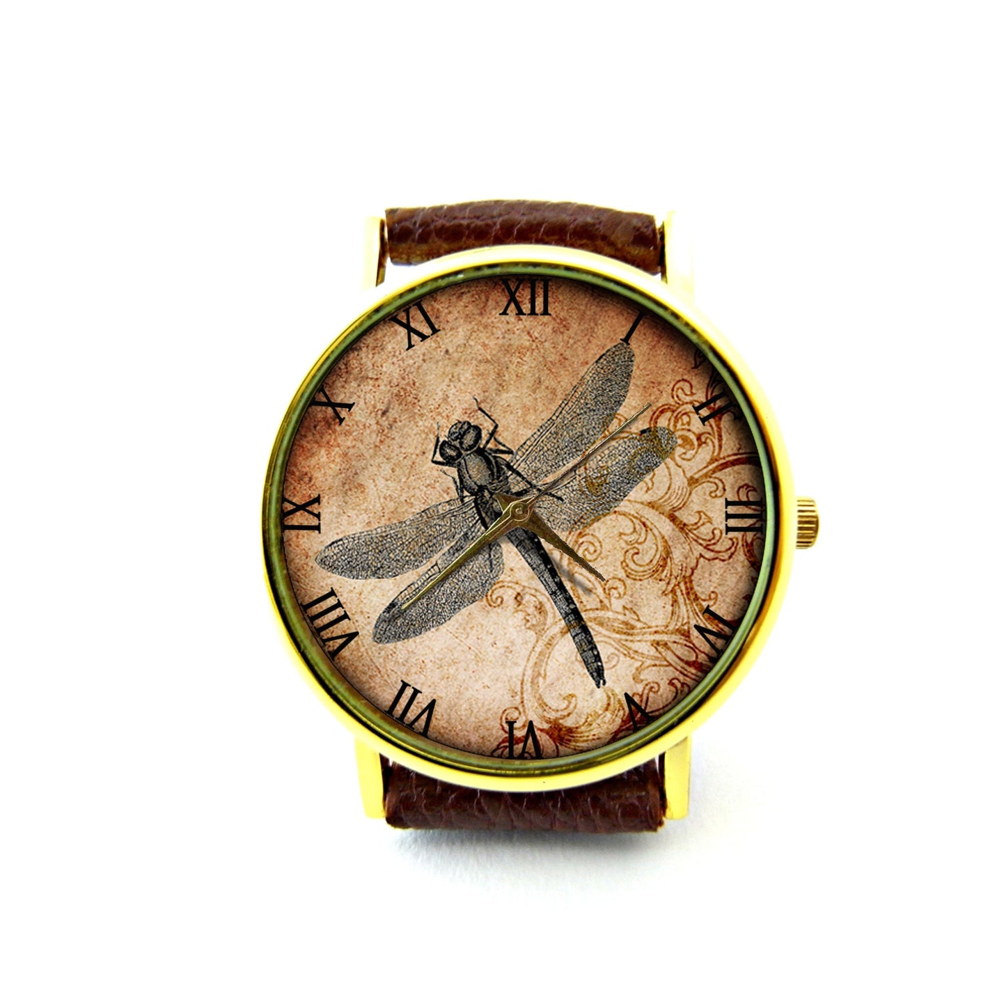 Dragonfly Leather Watch, Wisdom Circles Leather Watch, Dragonfly, Art Leather Watch, Ladies Watch, Mens Watch, Dragonfly Jewelry