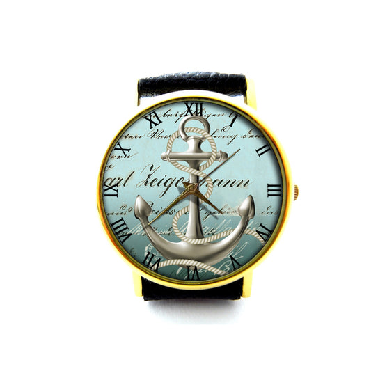 Anchor Leather Watch, Nautical Leather Watch, Unisex Watch, Ladies Watch, Men Watch, Nautical Jewelry