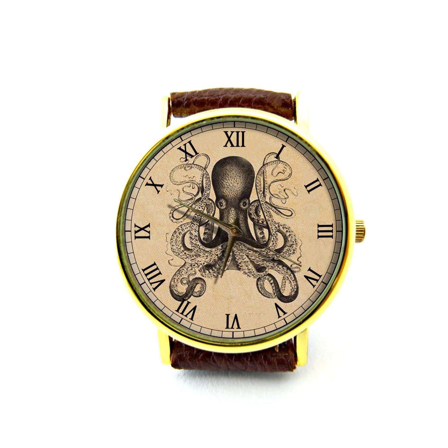 Vintage Octopus Leather Watch, Vintage Octopus Ladies Watch, Unisex Watch, Vintage Octopus Jewellery