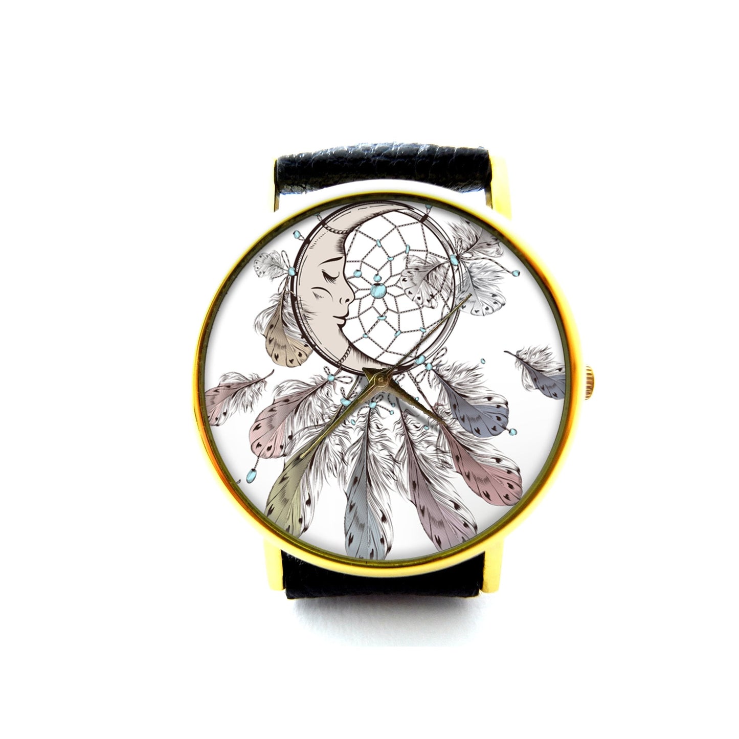 Colourful Dreamcatcher Feather Leather Watch, Dreamcatcher Ladies Watch, Unisex Watch, Dreamcatcher Jewellery