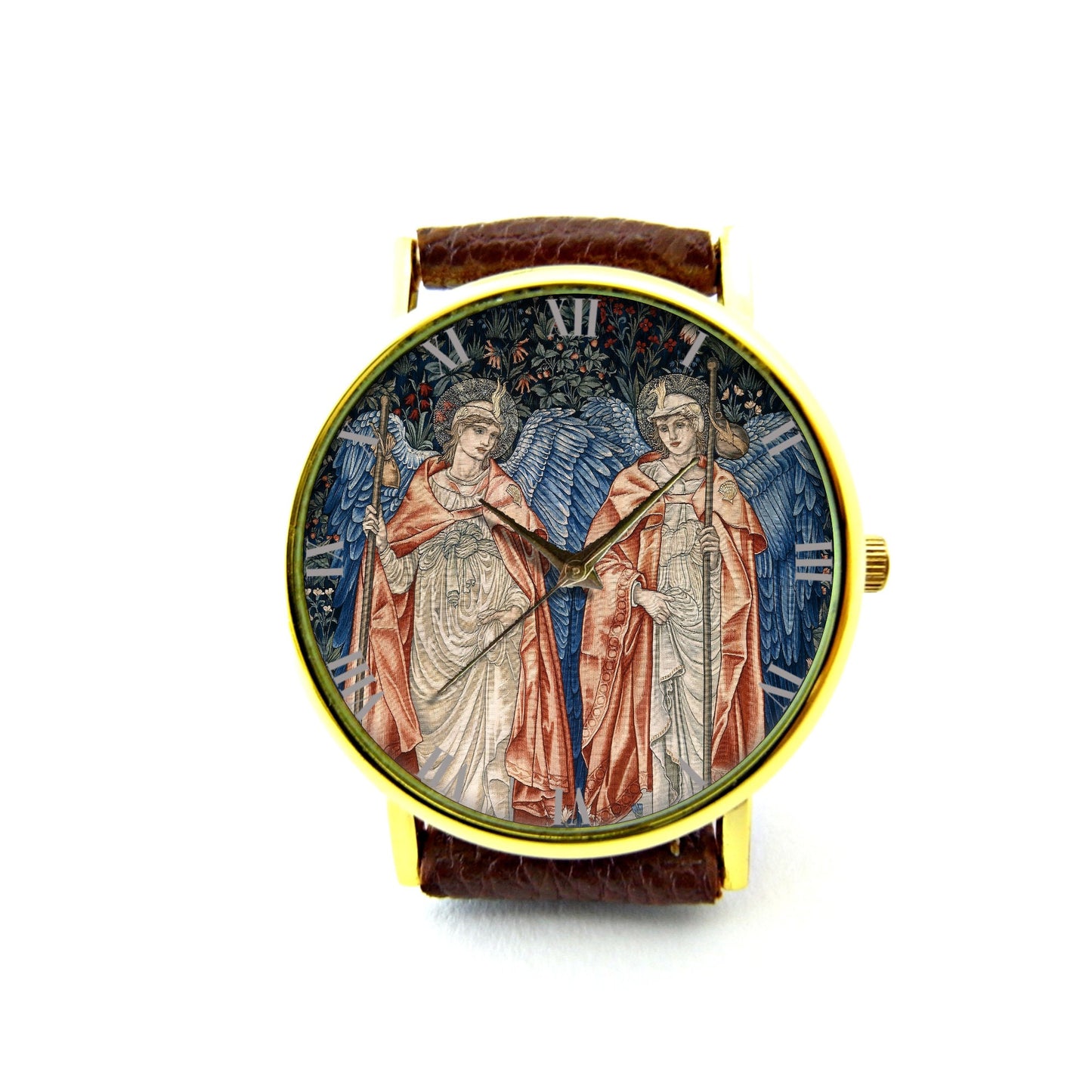 Two Angels Art Leather Watch, Ladies Watch, Unisex Watch, Angels Art Jewellery