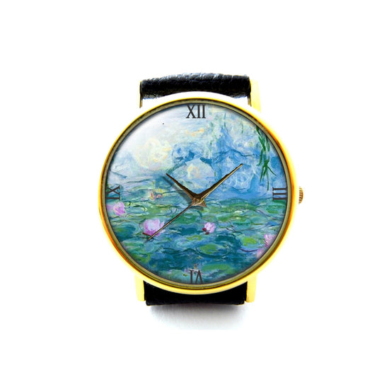 Water Lily Leather Watch, Water Lily Ladies Watch, Unisex Watch, Water Lily Jewellery