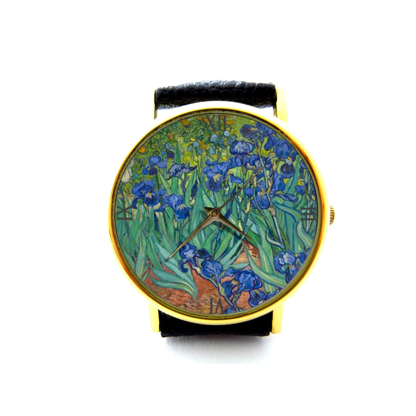 Irises Flowers Van Gogh Leather Watch, Irises Flowers Ladies Watch, Unisex Watch, Irises Flowers Jewellery