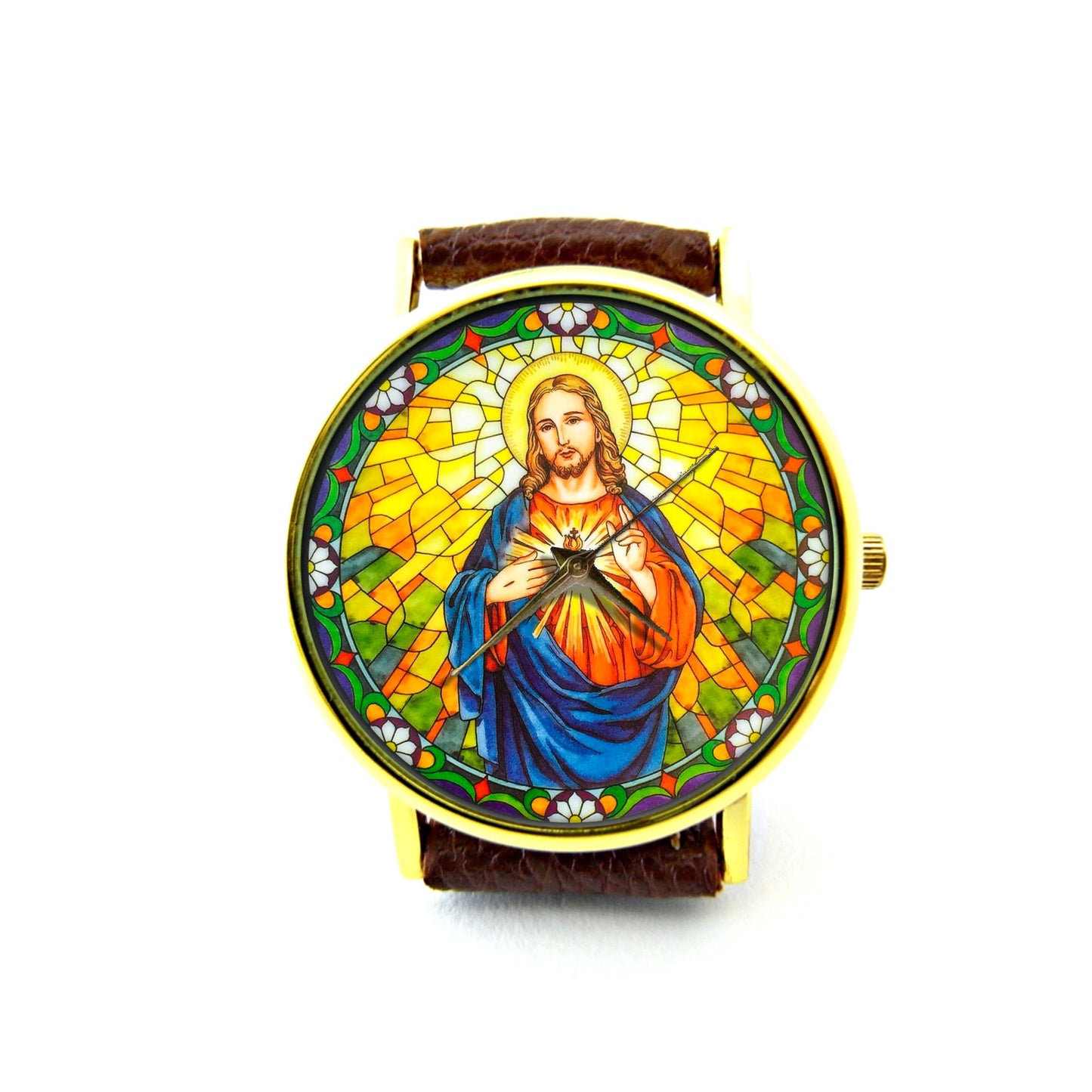 Sacred Heart of Jesus Leather Watch, Religious Ladies Watch, Unisex Watch, Jesus Jewellery