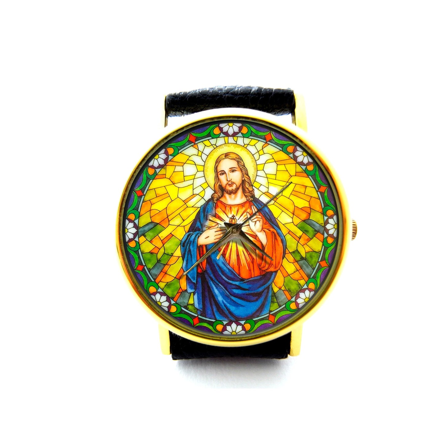 Sacred Heart of Jesus Leather Watch, Religious Ladies Watch, Unisex Watch, Jesus Jewellery