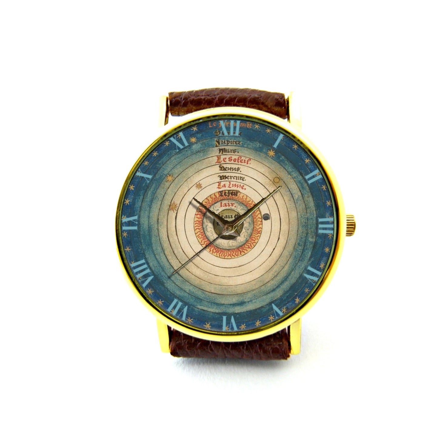 Antique Solar System Illustration Leather Watch, Solar System Ladies Watch, Unisex Watch, Solar System Jewellery