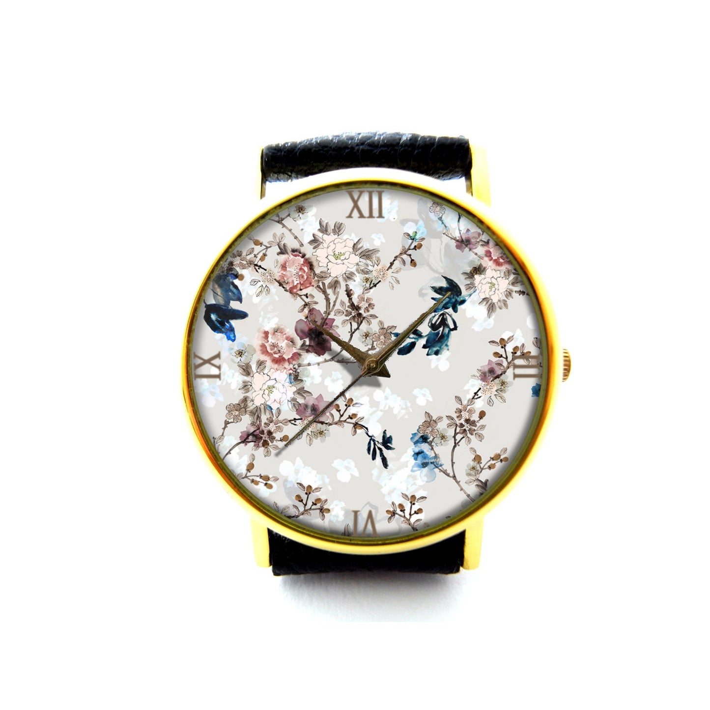 Vintage Flower Leather Watch, Vintage Rose Watch, Floral Watch, Ladies Watch, Unisex Watch, Floral Jewelry