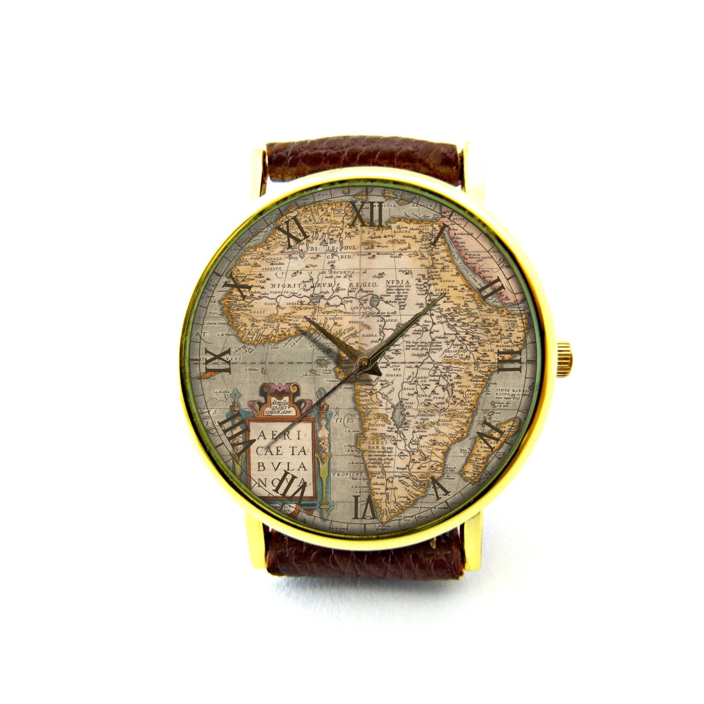 Africa Antique Map Leather Watch, Africa Map Ladies Watch, Unisex Watch, African continent map Jewelry