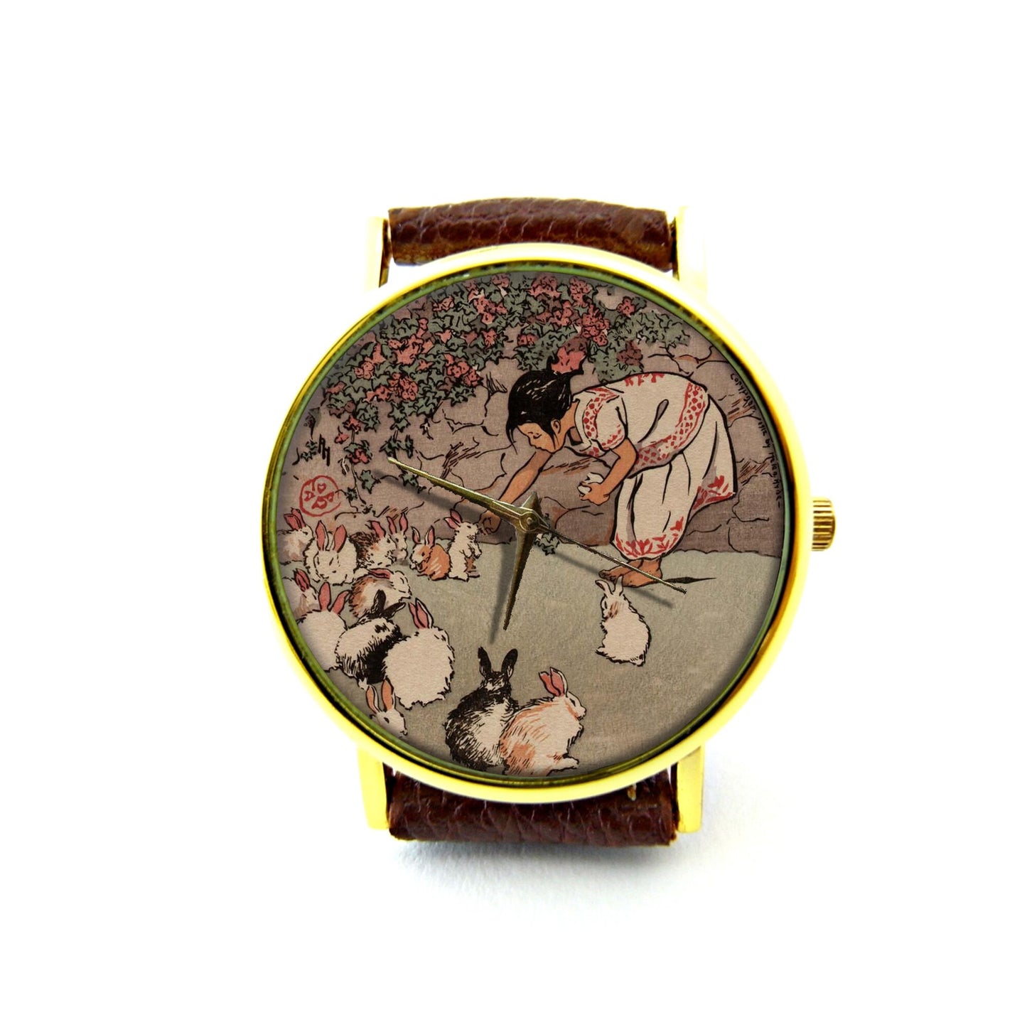 Rabbit Leather Watch,  Rabbit Ladies Watch, Unisex Watch, Rabbit Jewelry, Vintage Style Jewelry