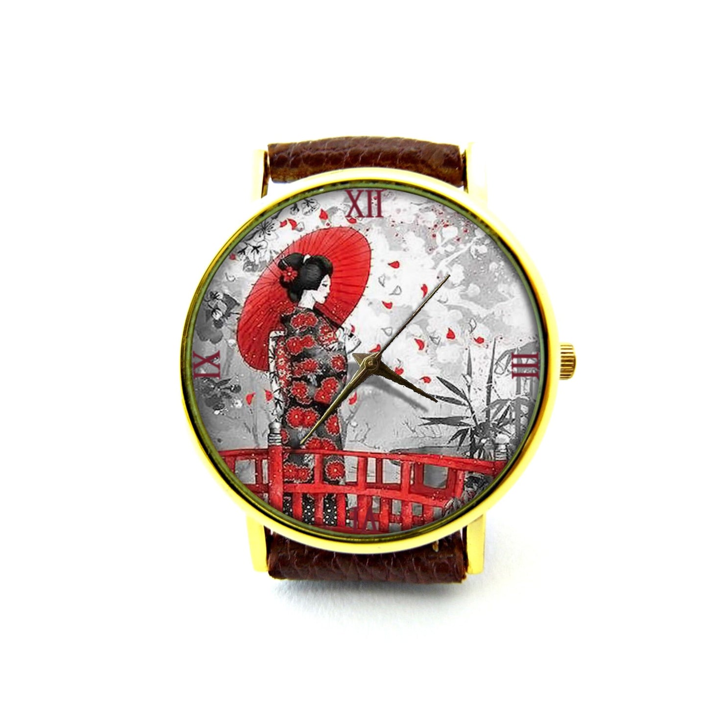 Japanese Art Leather Watch, Japan Culture Ladies Watch, Unisex Watch, Japanese Art Jewelry