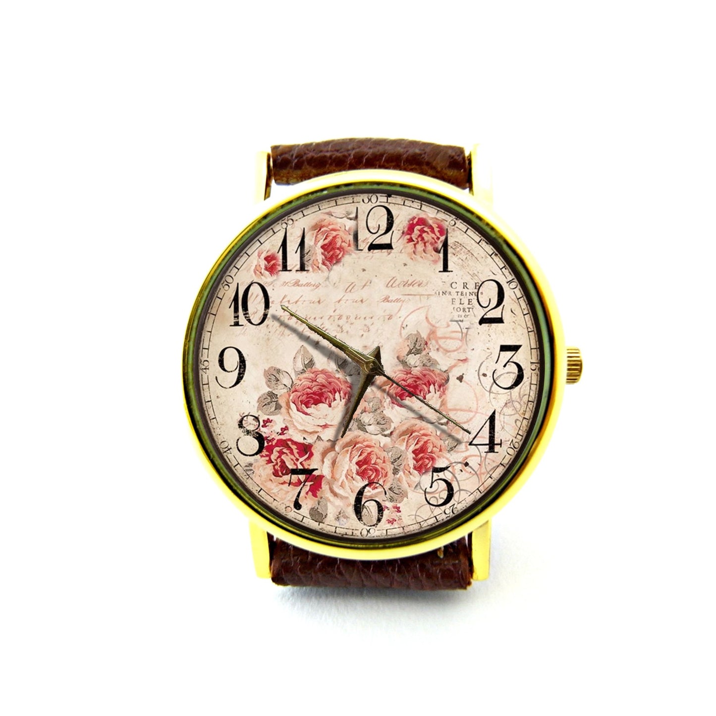 Rose Leather Watch, Vintage Flower Leather Watch, Vintage Rose Watch, Floral Watch, Ladies Watch, Mens Watch, Unisex Watch, Rose Jewelry