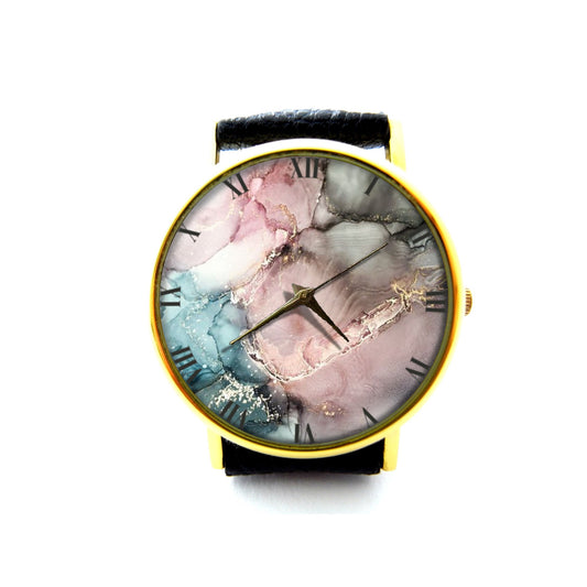 Abstract Art Leather Watch, Abstract Painting Leather Watch, Ladies Watch, Mens Watch, Pop Art Jewelry, Modern Art Accessory