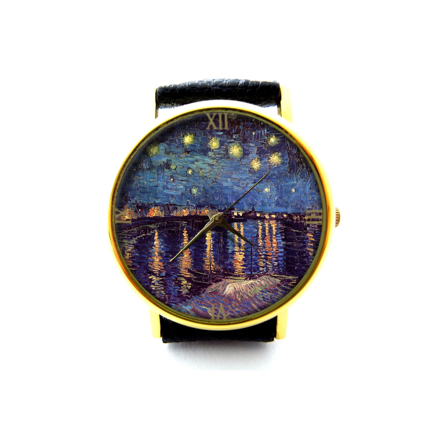 Starry Night over the Rhone Leather Watch, Van Gogh art jewelry night sky Watch, Unisex Watch, Van Gogh Jewelry, Van Gogh Art Watch