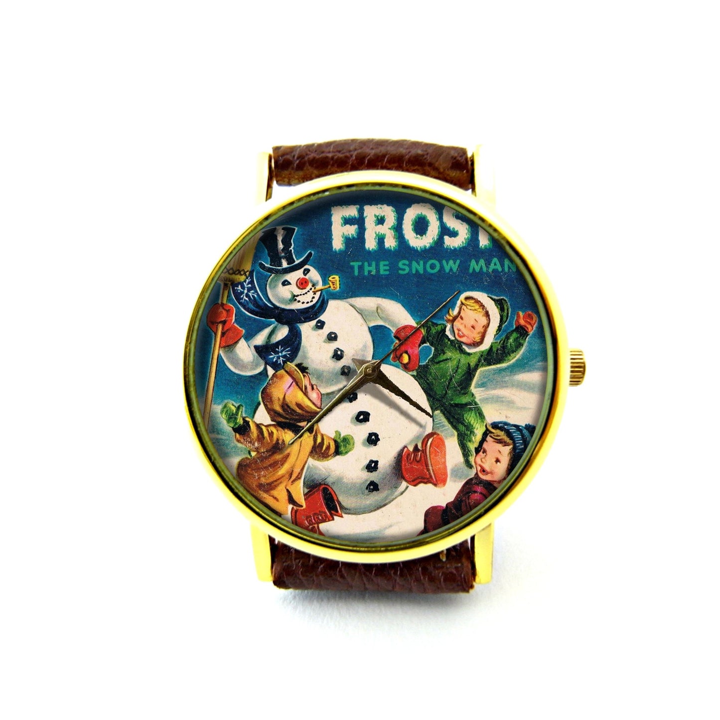 Vintage Frosty the Snowman Leather Watch, Christmas Watch, Snowman Watch, Unisex Watch, Christmas Jewelry