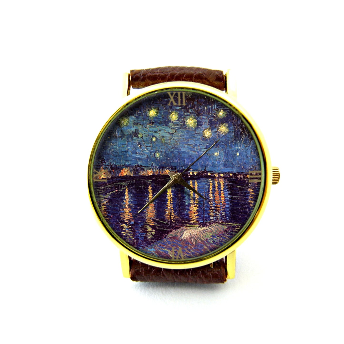 Starry Night over the Rhone Leather Watch, Van Gogh art jewelry night sky Watch, Unisex Watch, Van Gogh Jewelry, Van Gogh Art Watch