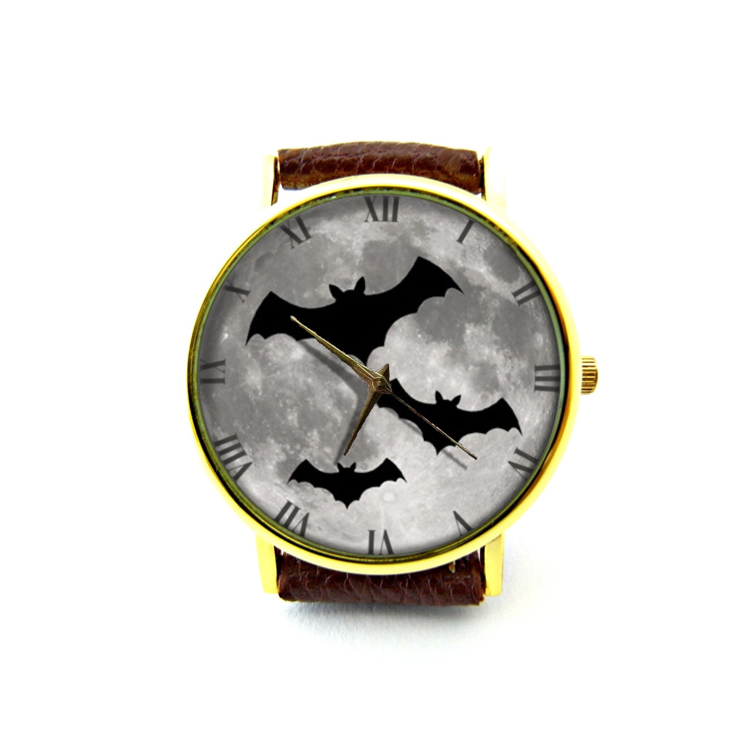 Gothic Bat Watch, Bat And Moon Watch, Bat And Moon, Unisex Watch, Ladies Watch, Mens Watch, Bat Jewelry, Personalized Watch