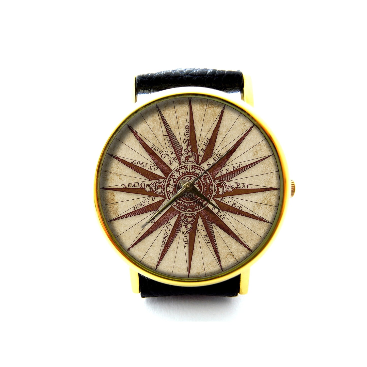 Ornate Vintage Compass Leather Watch, Compass Navigation Ladies Watch, Unisex Watch, Map Direction Jewelry