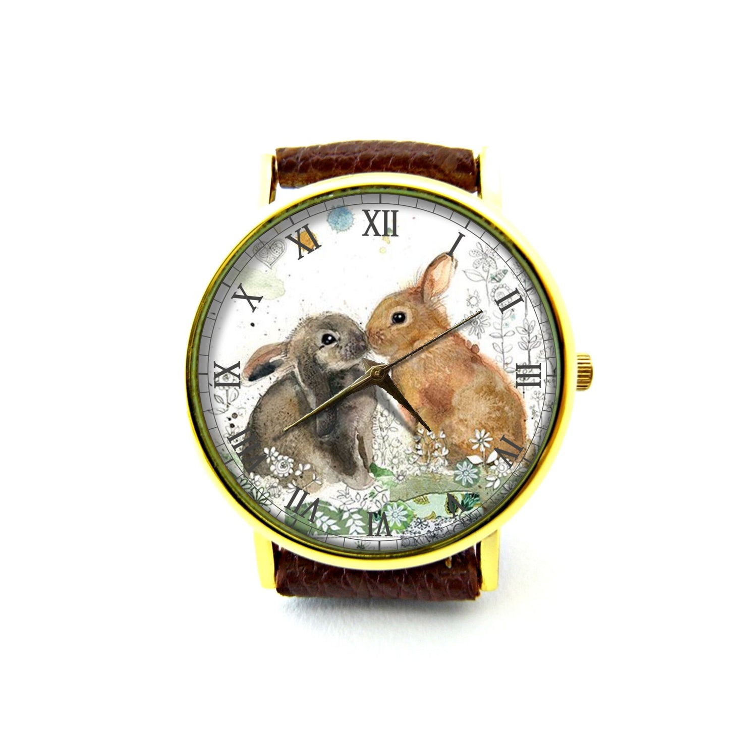 Bunny Love Leather Watch, Bunny Ladies Watch, Unisex Watch, Vintage Watch, Rabbit Watch, Bunny Jewellery