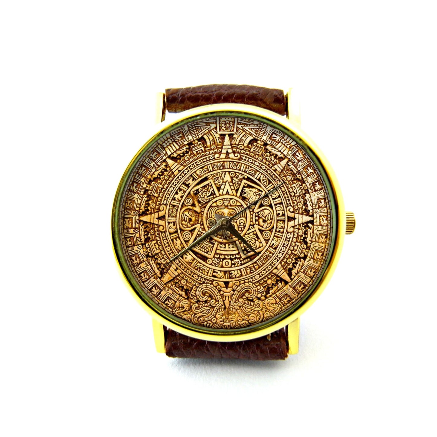 Mayan Calendar Aztec Occult Leather Watch, Mayan Art, Ancient Art Watch, Ancient Aztecs Unisex Watch, Ladies Watch, Men Watch, Mayan Jewelry