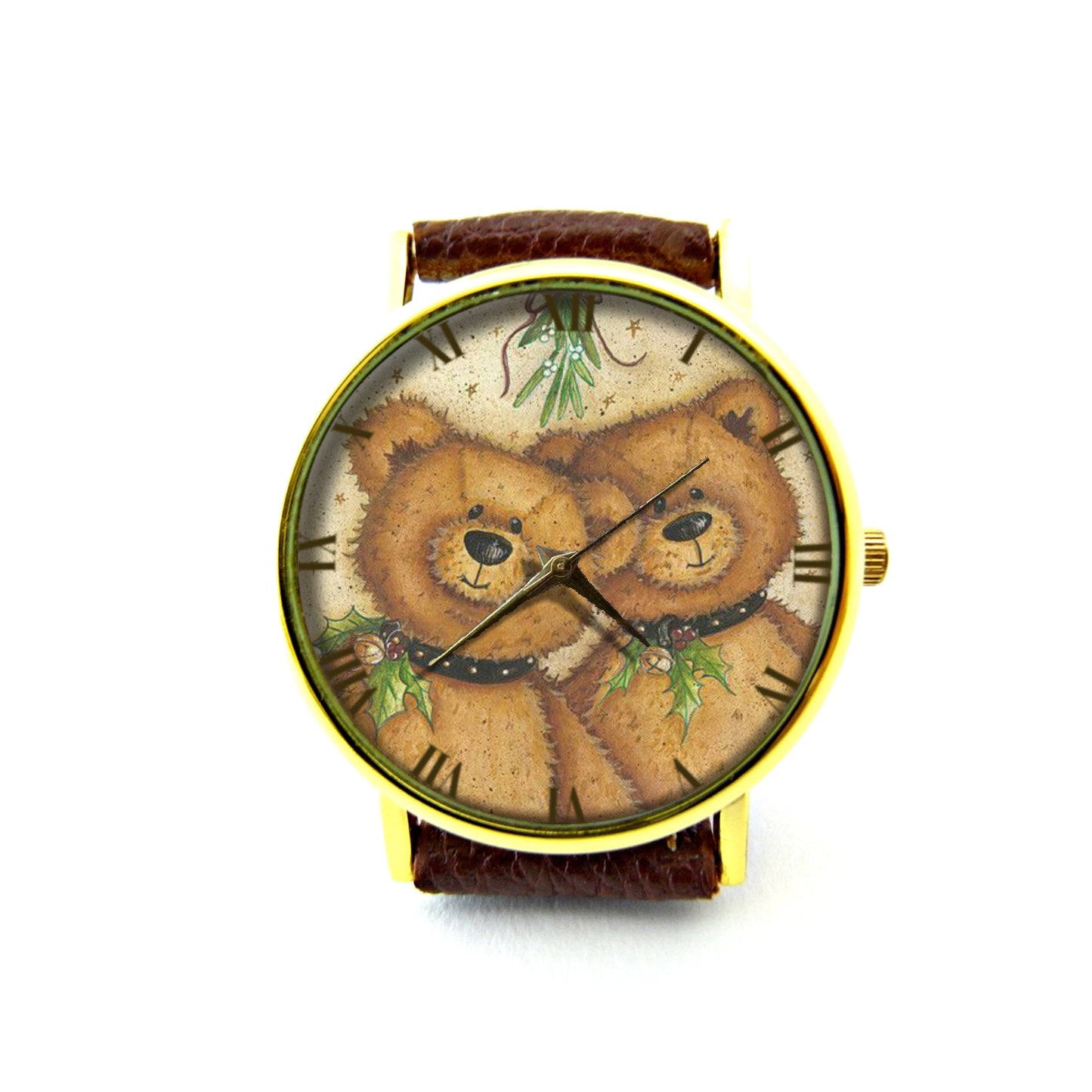 Vintage Teddy Bear Leather Watch, Teddy Bear Watch, Unisex Watch, Cute Teddy Bear Jewelry