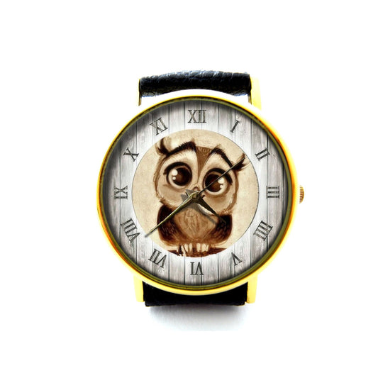 Owl Leather Watch, Owl Ladies Watch, Vintage Owl Watch, Unisex Watch, Owl Jewelry