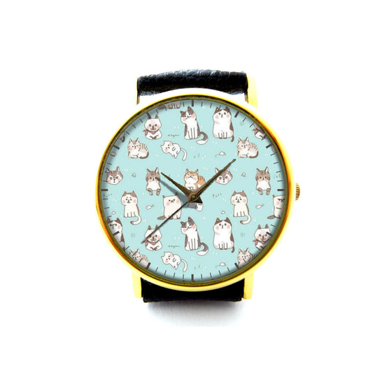 Cute Pet Cat Leather Watch, Kitten Watch, Ladies Watch, Mens Watch, Unisex Watch, Pet Cat Jewelry