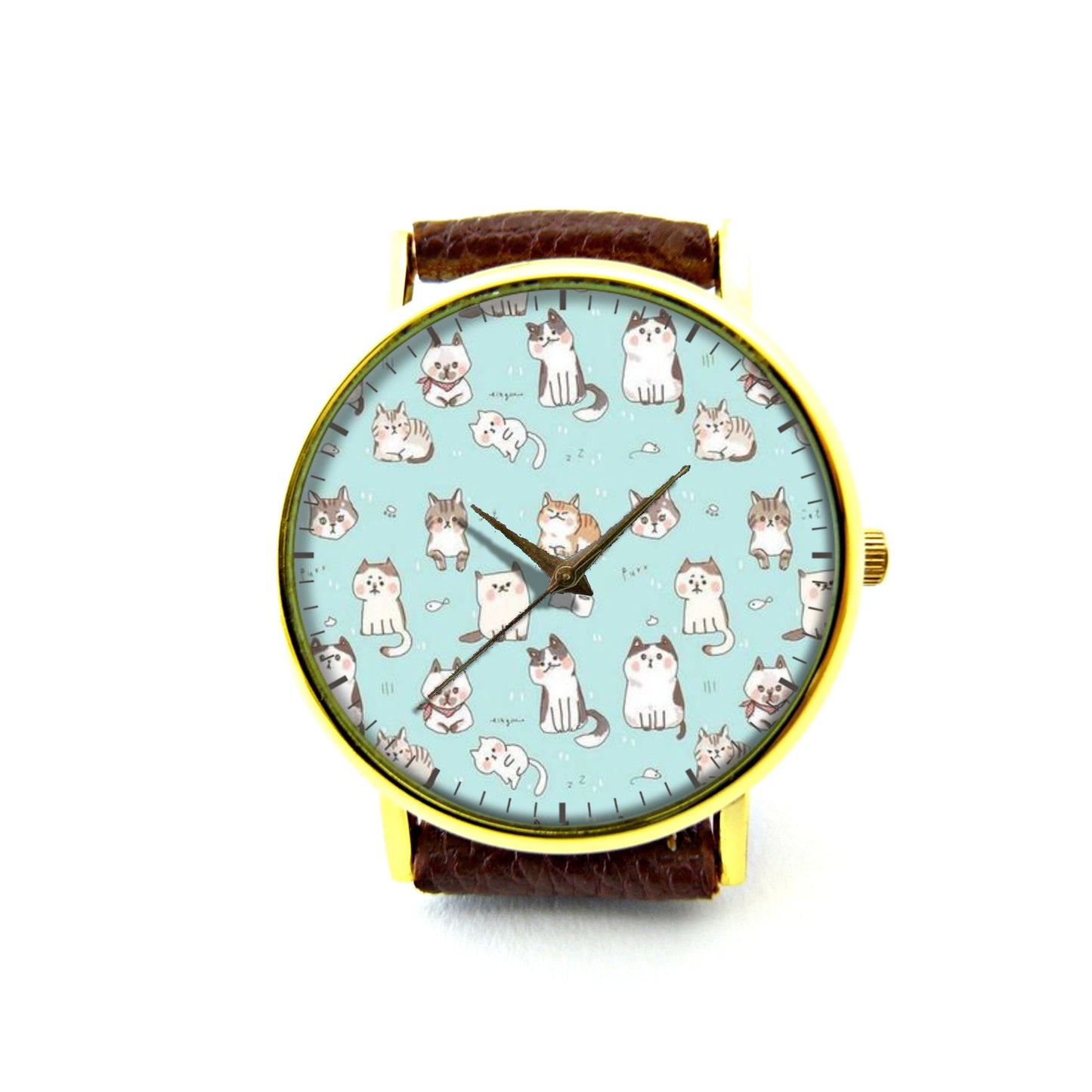 Cute Pet Cat Leather Watch, Kitten Watch, Ladies Watch, Mens Watch, Unisex Watch, Pet Cat Jewelry