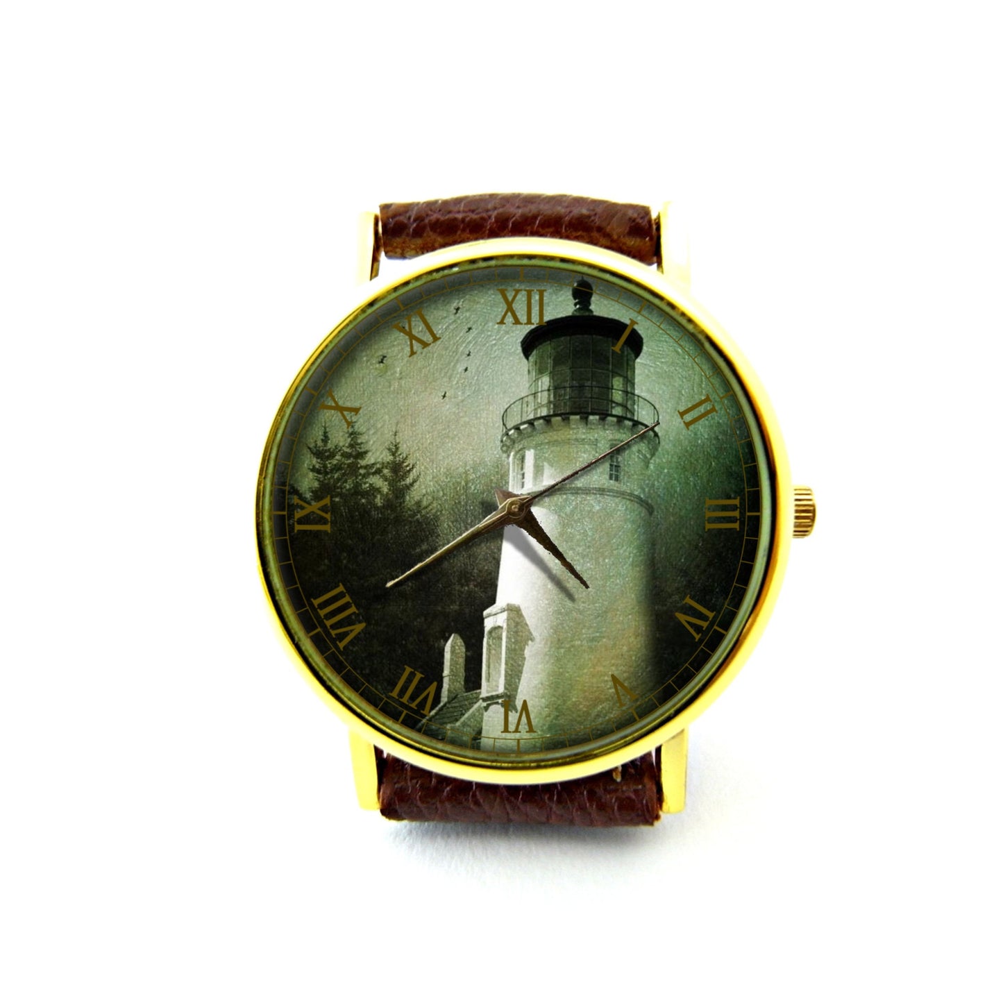 Spooky Lighthouse Leather Watch, Lighthouse Watch, Vintage Lighthouse Unisex Watch, Lighthouse Jewelry