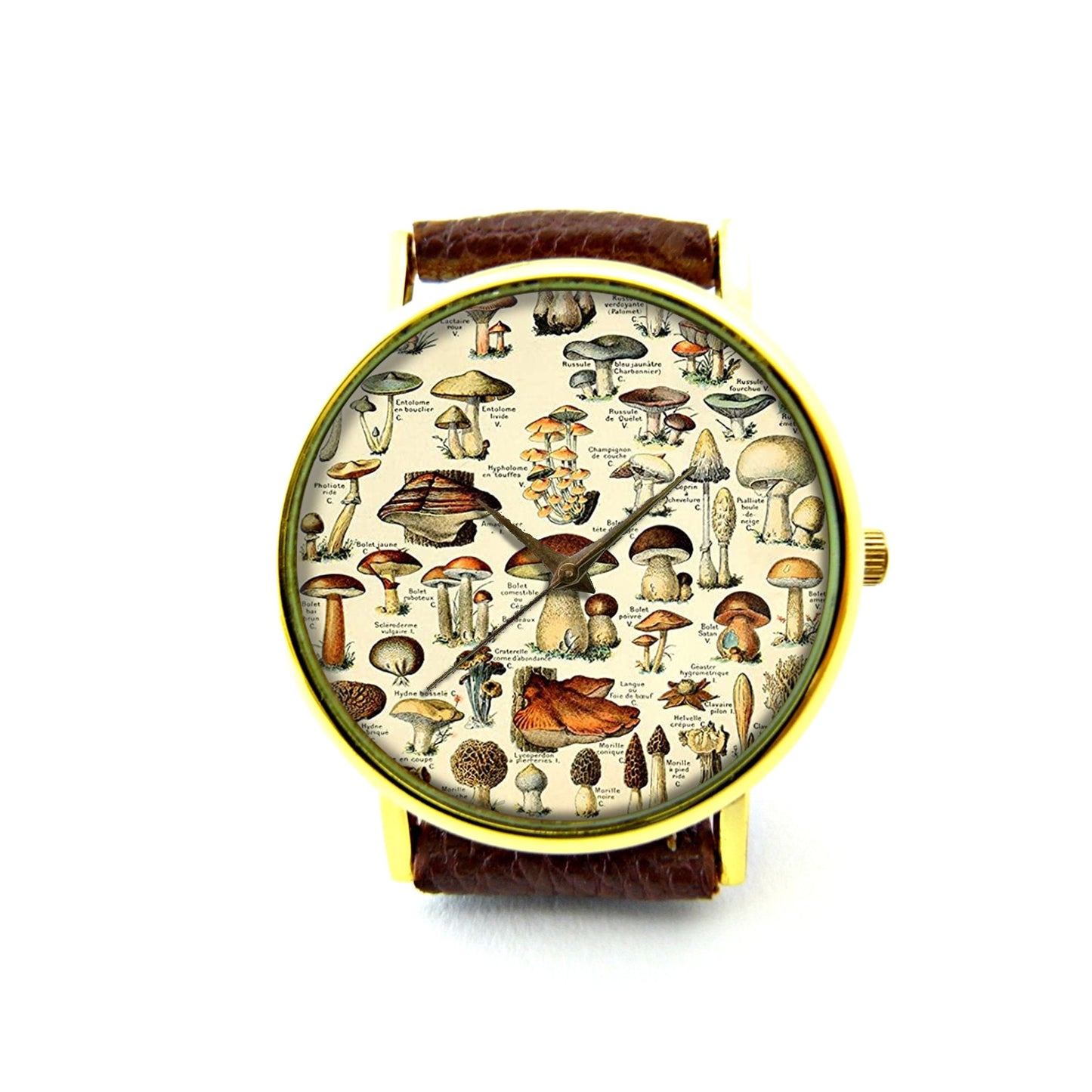 Victorian Mushroom Leather Watch, Mushroom Watch, Mushroom Ladies Watch, Unisex Watch, Mushroom Jewelry, Mushrooms Shrooms Mycology Fungus