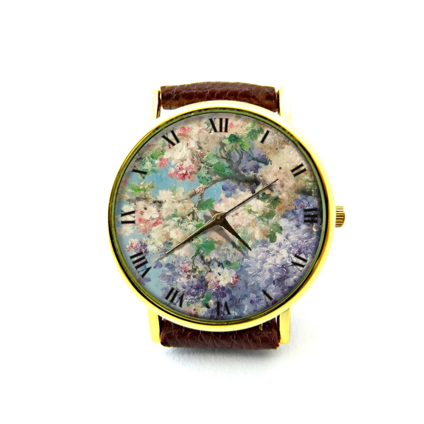 Spring Flower Leather Watch, Vintage Flower Leather Watch, Rose Watch, Floral Watch, Ladies Watch, Mens Watch, Rose Jewelry