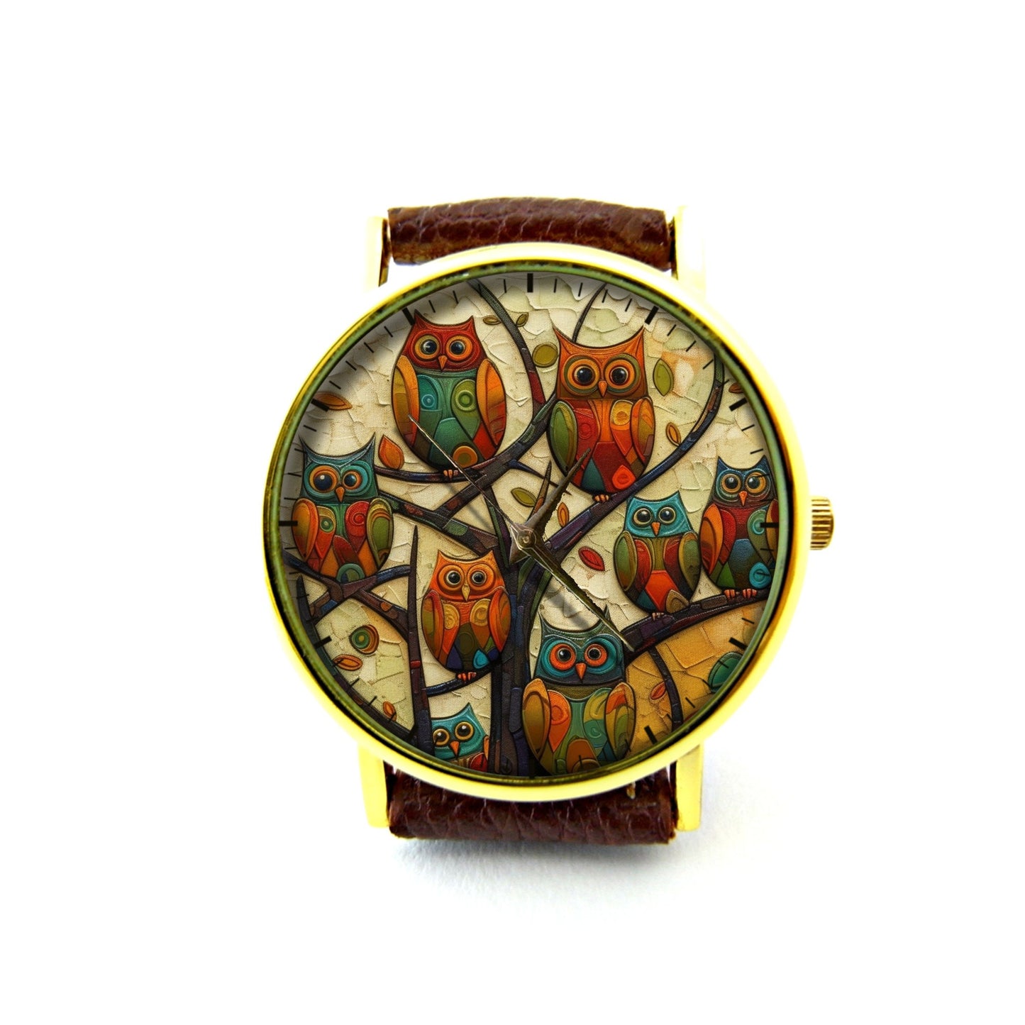 Owl Family Leather Watch, Antique Owl Ladies Watch, Owl Unisex Watch, Vintage Owl Watch, Owl Jewelry