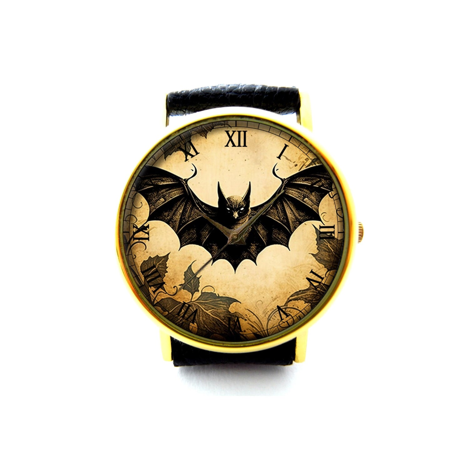 Gothic Bat Watch, Bat Leather Watch, Unisex Watch, Ladies Watch, Mens Watch, Bat Jewelry, Personalized Watch