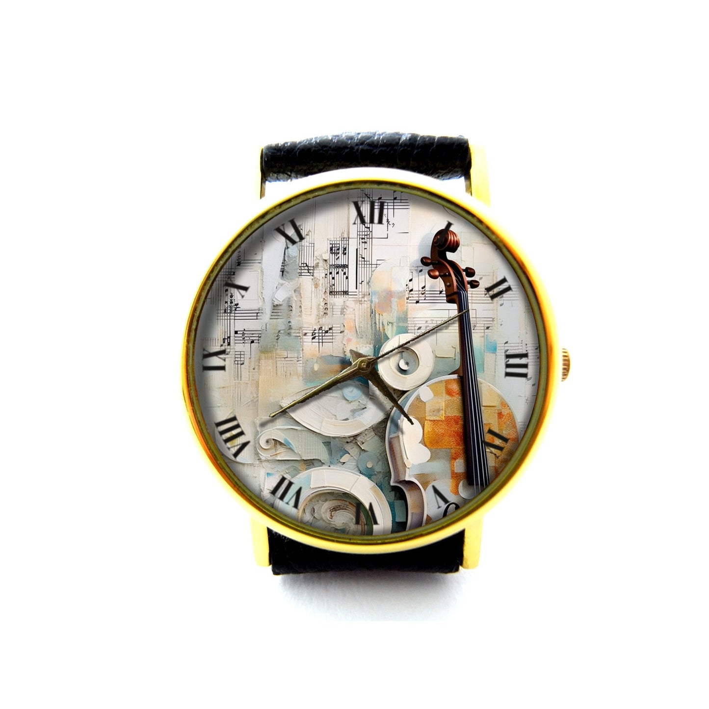 Musical Notes Leather Watch, Music Leather Watch, Ladies Watch, Mens Watch, Violin Watch, Music Jewelry, Music Accessory