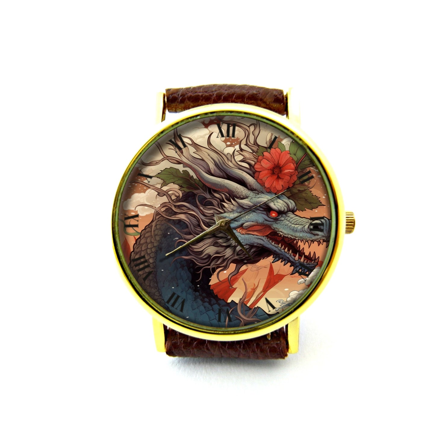 Dragon Leather Watch, Dragon Watch, Art Watch, Unisex Watch, Ladies Watch, Mens Watch, Dragon Jewelry